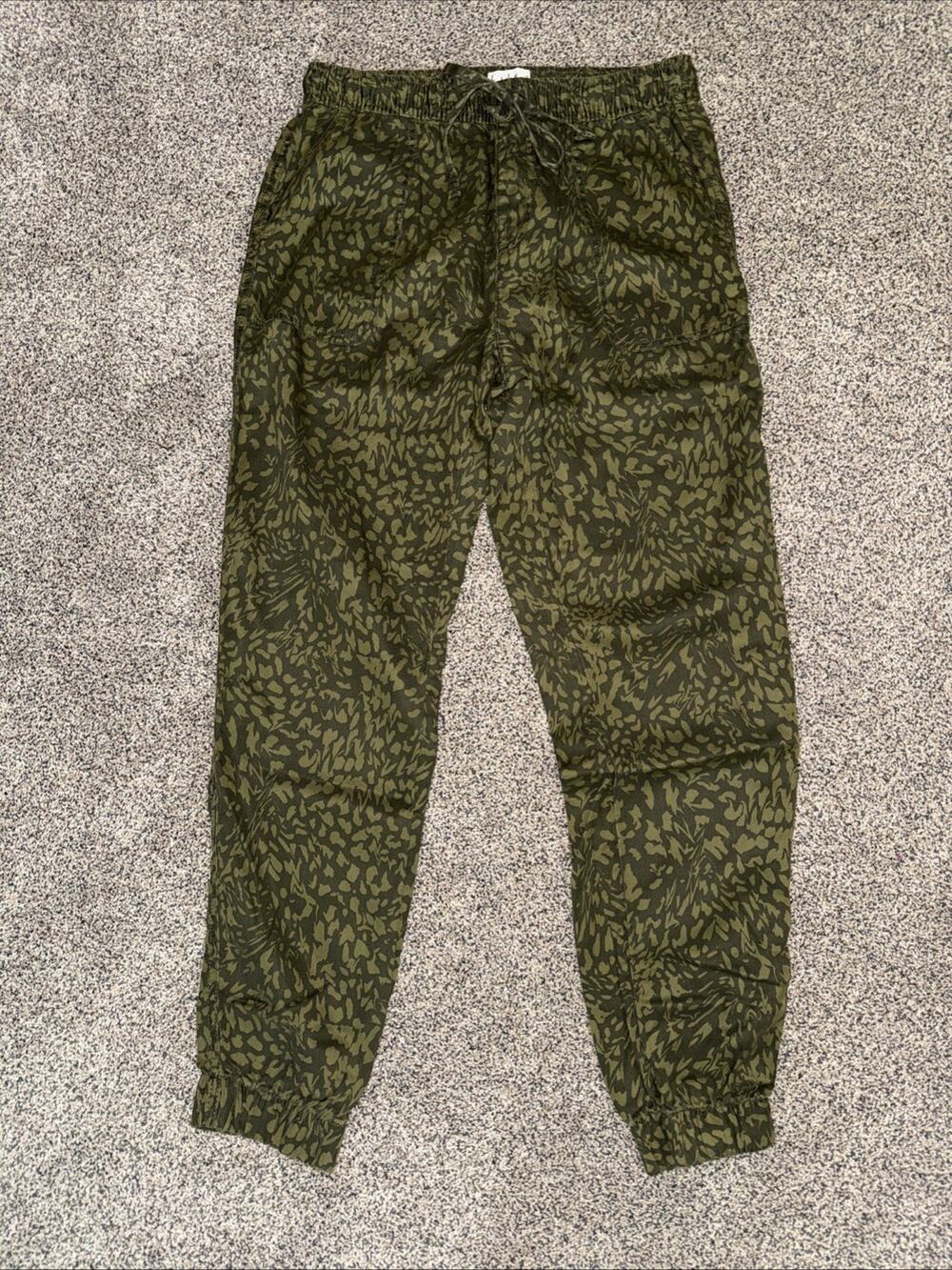 NICOLE MILLER Light Dark Green Pattern High Rise Jogger Pants Size Small
